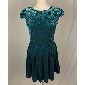 Modcloth Blue Burnout Velvet Dress